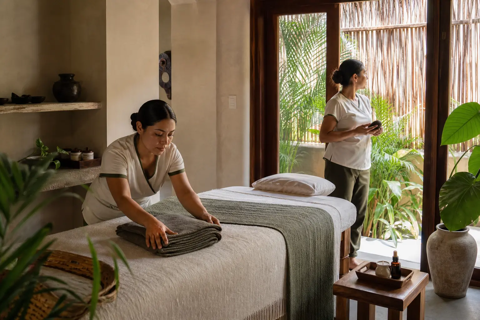 Área de spa de un hotel en operación